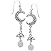 Sterling Silver Celtic Knot Crescent Moon, Trinity Knot, and Rainbow Moonstone Beaded Earrings