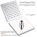 Luxury Square Rain Shower Head with 6-inch Rainfall Face, Stainless Steel Back, Brass Swivel Joint, Full Chrome Finish