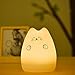 EMDMAK Baby Night Light USB Rechargeable Silicone Night Lamp with 7-Color Mood Light, Sensitive Tap Control for Baby Kids Adults (Kitty B)