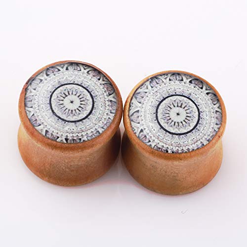 TIANCI FBYJS 5 Pairs Wooden Gauges Organic Wood Double Flared Ear Tunnels Expander Plugs Stretcher for Women Men 5 Style 12mm=1/2''