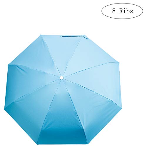 FUNTRESS Windproof Compact Travel Umbrella sun&rain mini Umbrellas-Lightweight (Blue Sky)