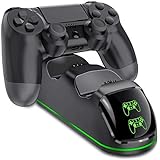 BEBONCOOL PS4 Controller Charger PlayStation4 Controller Charger Station for Sony PS4/ PS4 Pro/ PS4 Slim Controller with Solid Light Strap