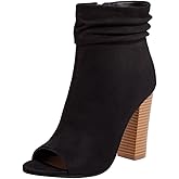 FSJ Women Stylish Peep Toe Slouch Ankle Boots Chunky Stacked Heels Party Prom Nightclub Evening Dress Shoes Size 4-15 US