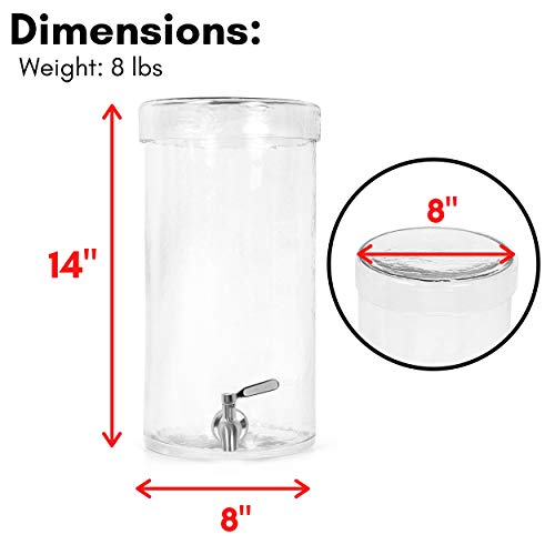 BIRDROCK HOME 1.5 Gallon Beverage Dispenser with Lid Hammered Glass