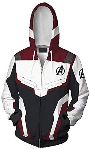 Unisex Cosplay Hoodie, Movie Hero 3D Printed Quantum Zipper Sweatshirt Jacket for Halloween, Cosplay