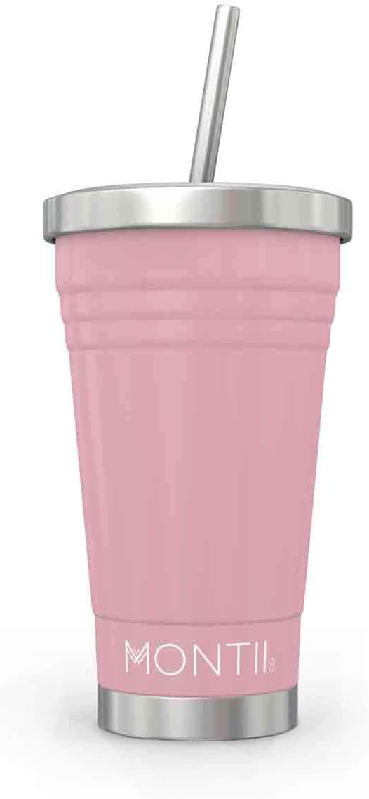 Montii - 450ml Insulated Stainless Steel Smoothie Cup with Straw - Dusty Pink