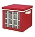 Whitmor Holiday Ornament Storage Cube with 64 Individual Compartments - Durable Non-Woven Polypropylene Fabric - Clear Front Window - Removable Top and Convenient Handle – Xmas Ornaments Organizer