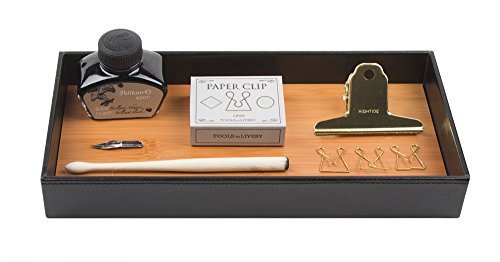 image for J JACKCUBE DESIGN JACKCUBE Design Leather Bamboo Valet Tray Storage Tr