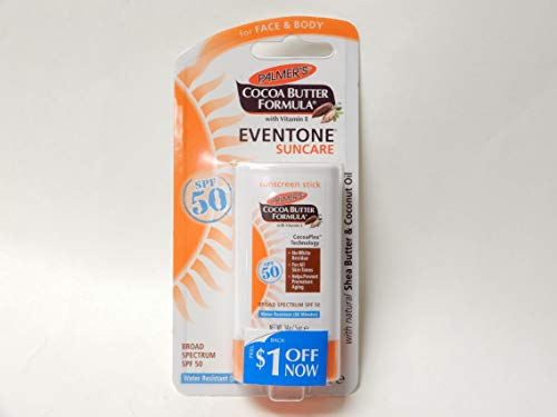 Palmer's Cocoa Butter Formula, Eventone Suncare, Sunscreen Stick, SPF 50, 0.5 oz (2 PACK)