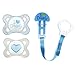 MAM Pacifier and MAM Pacifier Clip Value Pack (2 Pacifiers & 1 Clip), Pacifiers 0-6 Months, Baby Boy Pacifier "I Love Daddy" Design, Baby Pacifier Clips, Blue & White primary