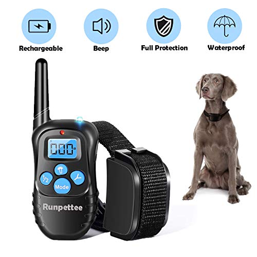 Runpettee Dog Training Collar Vibra Shock Electronic Collar Full Waterproof Rechargeable Remote Dog Training Shock Collar with Vibration, Shock, Tone and Backlight LCD