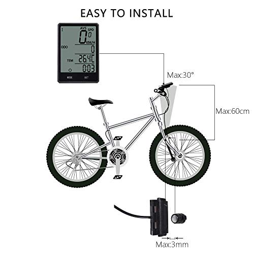 Bike Computer,Bicycle Wired Computer Speedometer and Odometer Waterproof with Backlight Large LCD Display, Tracking Distance AVS Speed Time Two Bicycle Using for Outdoor Cycling,Multi Function - Thumbnail 2