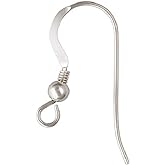 Regal Findings -10 Pieces (5 Pairs) Solid Sterling Silver .925 Flat French Hook Ear Wires w/Coil & 3.0 mm Ball Bead