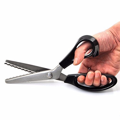 Fabric Pinking Shears, Professional Stainless Steel Handled Scissors, Black, 3mm Serrated Blade (Serrated 3mm)