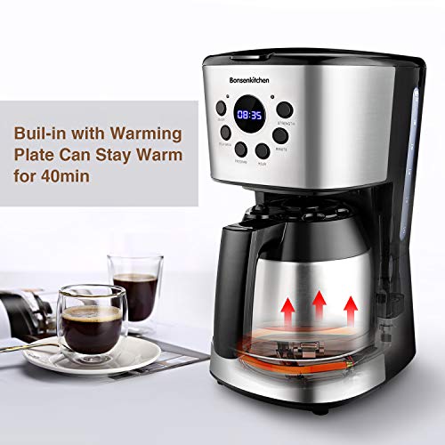 Bonsenkitchen Programmable Coffee Maker 10 Cup, Compact Coffee Machine