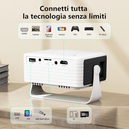 Mini Projector 15000 Lumens, Yoton Y3 Portable Projector, 4K Video Projector Support Full HD 1080P, Car Keystone, 50% Zoom, for Phone/TV Stick/HDMI/USB/TF, Ideal for Cinema Home, Travel