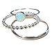 MALLOOM 3PC Exquisite Women's Silver Ring Band Circular Cut Opal Diamond Finger Rings Size 5-12