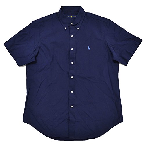 Polo ralph lauren men s short sleeve poplin sport shirt, navy, xl