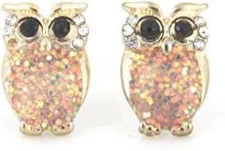 Pretty Cute Rainbow Color Owl Stud Earrings (Pink Owl Stud Earrings)