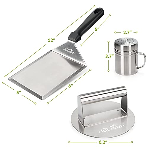 HULISEN Smashed Burger Kit, Stainless Steel Burger Press, Grill Spatula