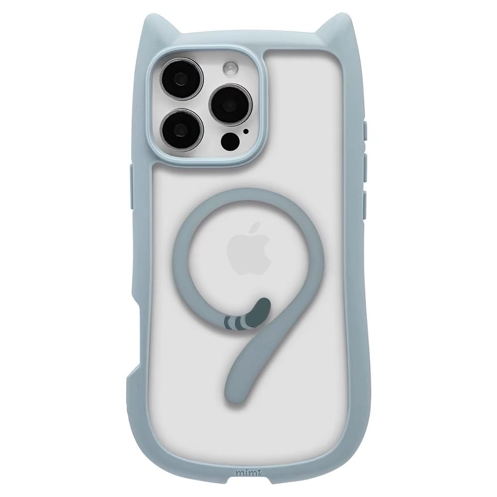 LMA Clear Cute Phone Case Fit for iPhone 14 Pro Magnetic Cases with Kawaii Cat Ears Compatible with MagSafe Shockproof Protective Cover for Women Girls - Blue