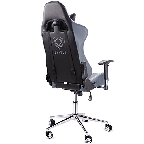 Diablo-X-Eye-Gaming-Sedia-Base-cromata-braccioli-Regolabili-meccanismo-di-inclinazione-Cuscino-Lombare-Finta-Pelle-Portata-150-kg-Scelta-del-Colore-Nero-Grigio