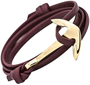 GLANZWEAR Wrap Bracelet PU Synthetic Leather with Ship Anchor in Gold Leather Gold Edition, Maritime Ankle Strap for Women and Men, Unisex Bracelet in Many Fashion