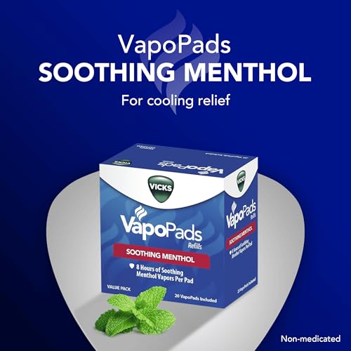 VICKS VAPOPADS ORIGINAL MENTHOL SCENT – VAPOR PADS REFILL FOR VICKS HUMIDIFIERS AND STEAM INHALERS, SCENT PADS FOR CONGESTION AND COUGH RELIEF, FSA/HSA ELIGIBLE, 20-PACK, BOX COLOR MAY VARY