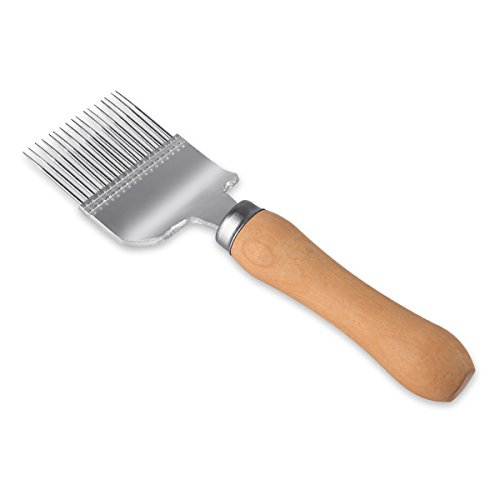 UMLIFE Uncapping Fork, Honey Bee Stainless Steel Tine Uncapping Scraper with Wooden Handle for Beekeeping Extracting Hive Hand Tool