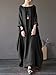 Celmia Women's 3/4 Sleeve Round Neck Solid Loose Long Maxi Dress Cotton Gown with Side Pockets Black L
