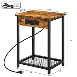 Nightstands Set of 2, End Table with Charging