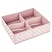 mDesign Soft Fabric Dresser Drawer and Closet Storage Organizer, 4 Section Divided Bin for Child/Kids Room, Nursery, Playroom, Bedroom - Fun Polka Dot Print, 2 Pack - Pink/White