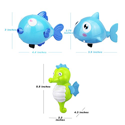 6 Pcs Floating Wind-up Bath Water Toys for Kids and Toddlers, Sea Animal Bath Toy Turtle Hippo Crocodile Hippocampus Fish, Bathtub Playset Clockwork Play Toy Kid Educational Water Toys