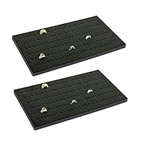 CuteBox 2 Piece 72 Slot Black Jewelry Travel Ring Inserts Display Pads Black Foam