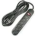 Otimo 12Ft 6-Outlet Power Strip AC125V 14AWG Black - Office or Home Plug Extension