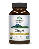 Organic India Natural Ginger Capsules (180) - Organic Ginger Nutritional Supplement for Digestive Support, GI Tract Support, Cardiovascular Functioning, Anti-Nausea Remedy, and Overall Immunity Boost