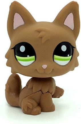 kenven Littlest Pet Shop LPS Toys Dog Puppy Brown Wolf Fox Green Eyes Pink Ears #2440