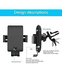 LEXONIX - Soporte de cargador de coche inalámbrico para Samsung Galaxy Note 9 S9 S9+ S8 S8+, iPhone X XS Max XR X 8 8 Plus