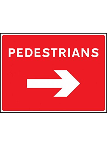 Caledonia Signs 17561Q "Pedestrians Arrow Right" Sign, Rigid Plastic, 600 mm x 450 mm