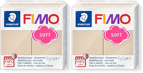 STAEDTLER Fimo Soft 8020-70 Oven Hardening Modelling Clay 57g - Sahara (Pack of 2)