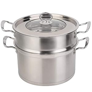 Kookpan stomer, 26 cm roestvrij staal stoompan pastapan met glazen deksel, aardappelkoker van roestvrij staal inductie…