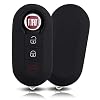 ASARAH Premium siliconen sleutelhoes compatibel met FIAT, beschermhoes autosleutel cover – zwart FT 3BKB-b