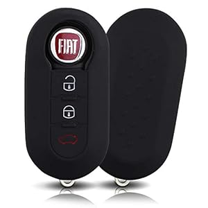 ASARAH Premium siliconen sleutelhoes compatibel met FIAT, beschermhoes autosleutel cover – zwart FT 3BKB-b