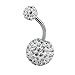 ZS Pretty Belly Button Ring with Gradual Color Crystal Fervid Ball Navel Ring for Women (White)