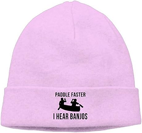 Uanjuzn Paddle Faster I Hear Banjos Men/Women Cool Fashion Hedging Hat Wool Beanies Cap Pink
