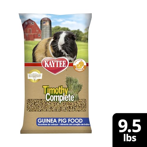 KAYTEE TIMOTHY COMPLETE GUINEA PIG FOOD, MADE WITH TIMOTHY HAY, HIGH IN FIBER, SUPPORTS DENTAL HEALTH AND DIGESTION, LONG-LASTING VITAMIN C, 9.5 POUNDS