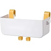 7UYUU Bunk Bed Shelf for Top Bunk Plastic Bedside Shelf Accessories for Kids Bunk Bed Caddy with Hooks For Bed Rail, White, 11 lbs Capacity