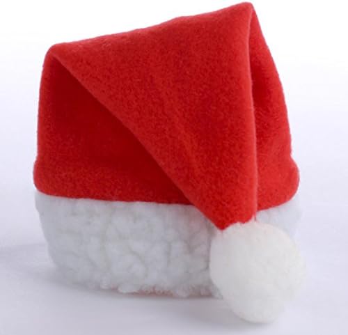 Package of 12 Miniature Red Santa Hats Made of Felt with White Fuzzy Trim for Christmas Decorating and Crafting