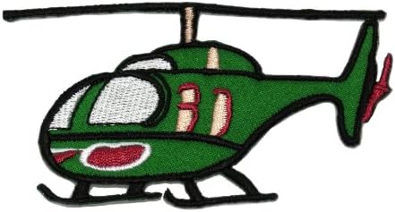 Green Helicopter DIY Applique Embroidered Sew Iron on Patch HCT-005