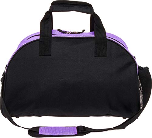 LISH Gemma Gymnastics Duffel Bag - Girl's Travel Sports Gym Bag w/Shoe Compartment (Black/Purple)